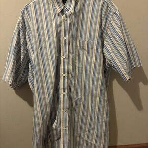 Eddie Bauer Men’s XXL Tall Relaxed Fit Short Sleeve Button Down Shirt - Striped